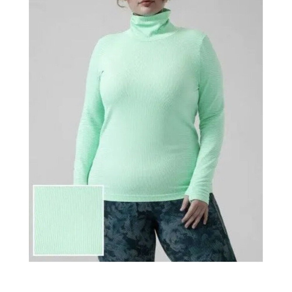 NEW ATHLETA‎ WINTERMINT GREEN RIBBED FLURRY BLIZZARD TURTLENECK 1X